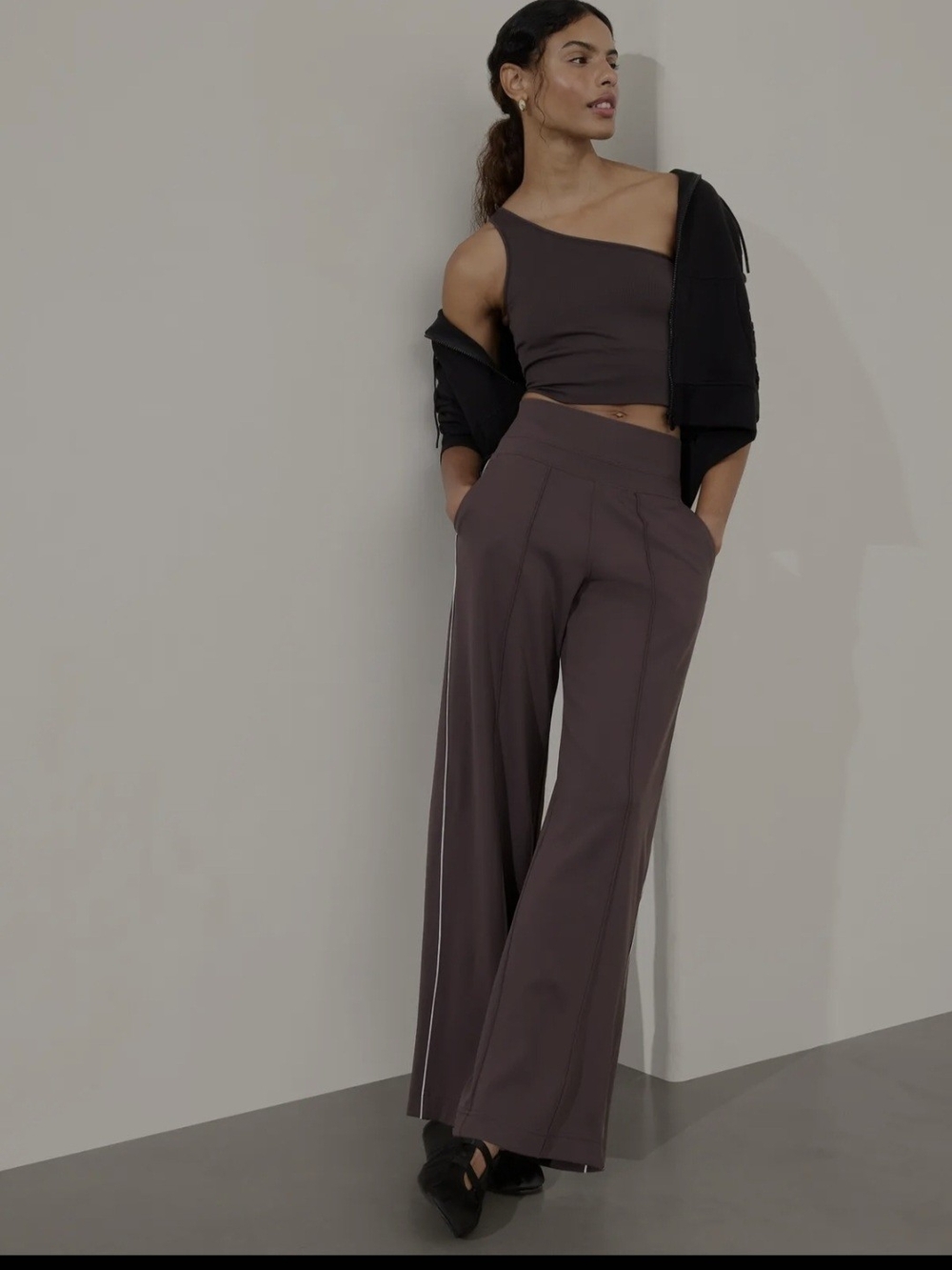 NWOT Athleta Venice Wide Leg Pants Shale/White Brown XS Petite